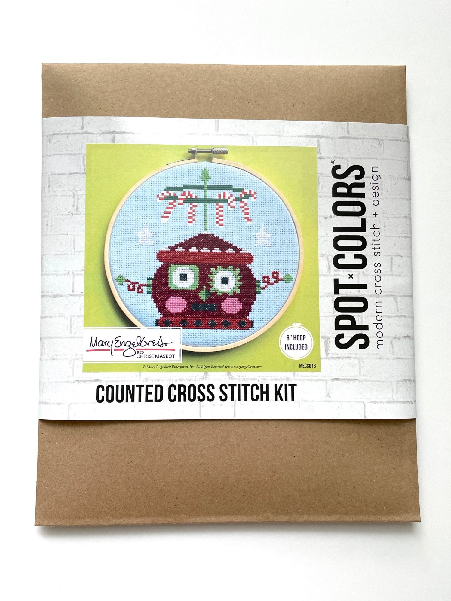 Red Christmasbot by Mary Engelbreit Counted Cross Stitch DIY KIT