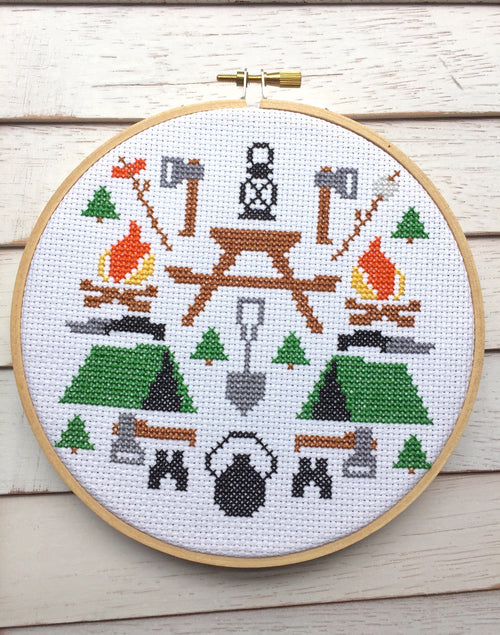 Camping Counted Cross Stitch DIY KIT Intermediate